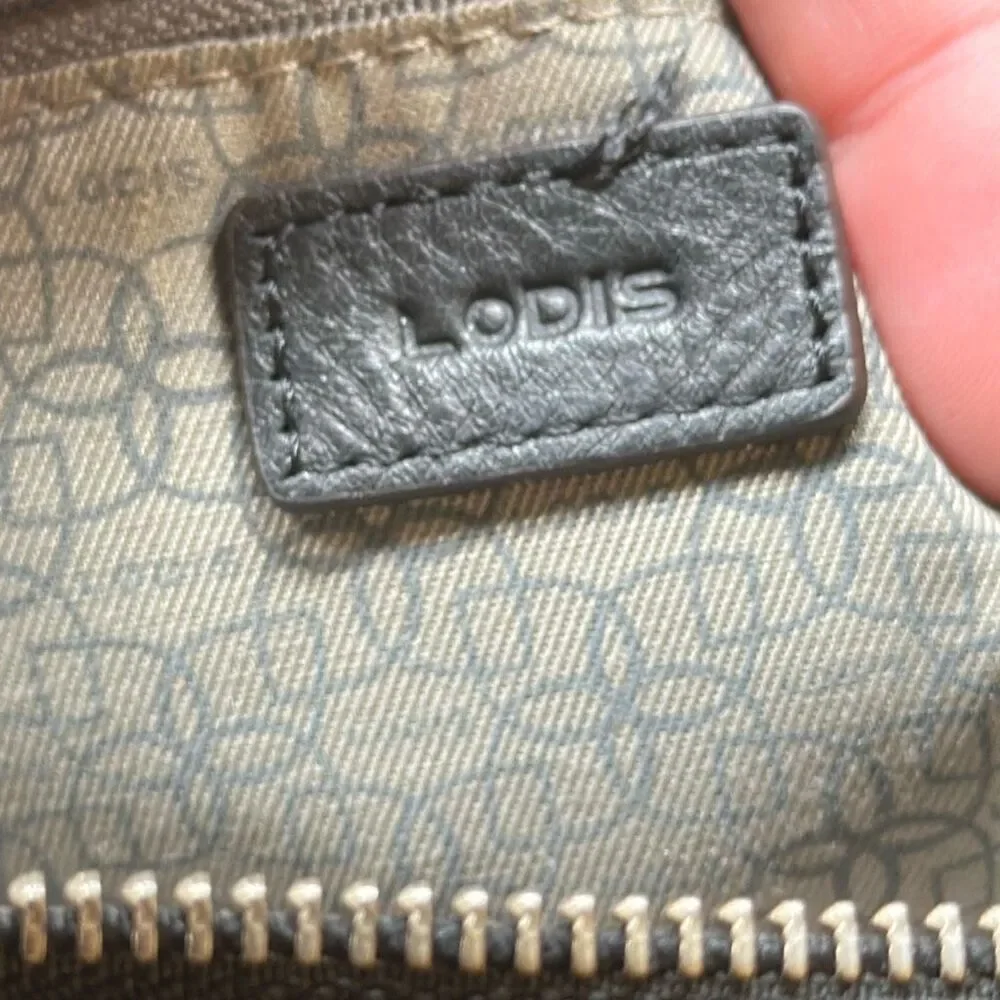 Lodis Black Leather Pebble Tote with Dual Straps